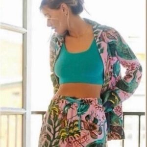 Raphael Balme for Anthropologie Peacock Flannel Pajama Top XS